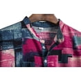 thumbnail image 3 of Men's Casual Button Down Linen Shirts - Short Sleeve, Stand Collar, Floral Pattern, 3 of 7