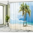 thumbnail image 5 of Ambesonne Hawaii Shower Curtain, Beach Palm Trees Rock, 69"Wx70"L, Green Blue, 5 of 5