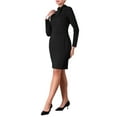 thumbnail image 4 of INSPIRE CHIC Women's Bowtie Neck Long Sleeve Knee Length Work Sheath Dress S Black, 4 of 4