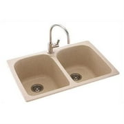 Swan KSLB-3322-010 33" x 22" Swanstone Double-Basin Dual Mount Kitchen Sink, Available in Various Colors