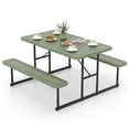 thumbnail image 2 of Costway Picnic Table Bench Set for 2-4 People Outdoor Rectangular Camping Dining Table Green, 2 of 10