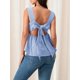 thumbnail image 4 of Camiseta sin mangas Amiblvowa Gingham Peplum con cuello cuadrado para mujer, 4 of 6