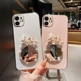 thumbnail image 5 of Designed for iPhone Case,Luxury Electroplated 3D Flower Mirror Camera Lens Protect Shockproof Protective Cover Phone Case (iPhone 13 Pro,White), 5 of 6