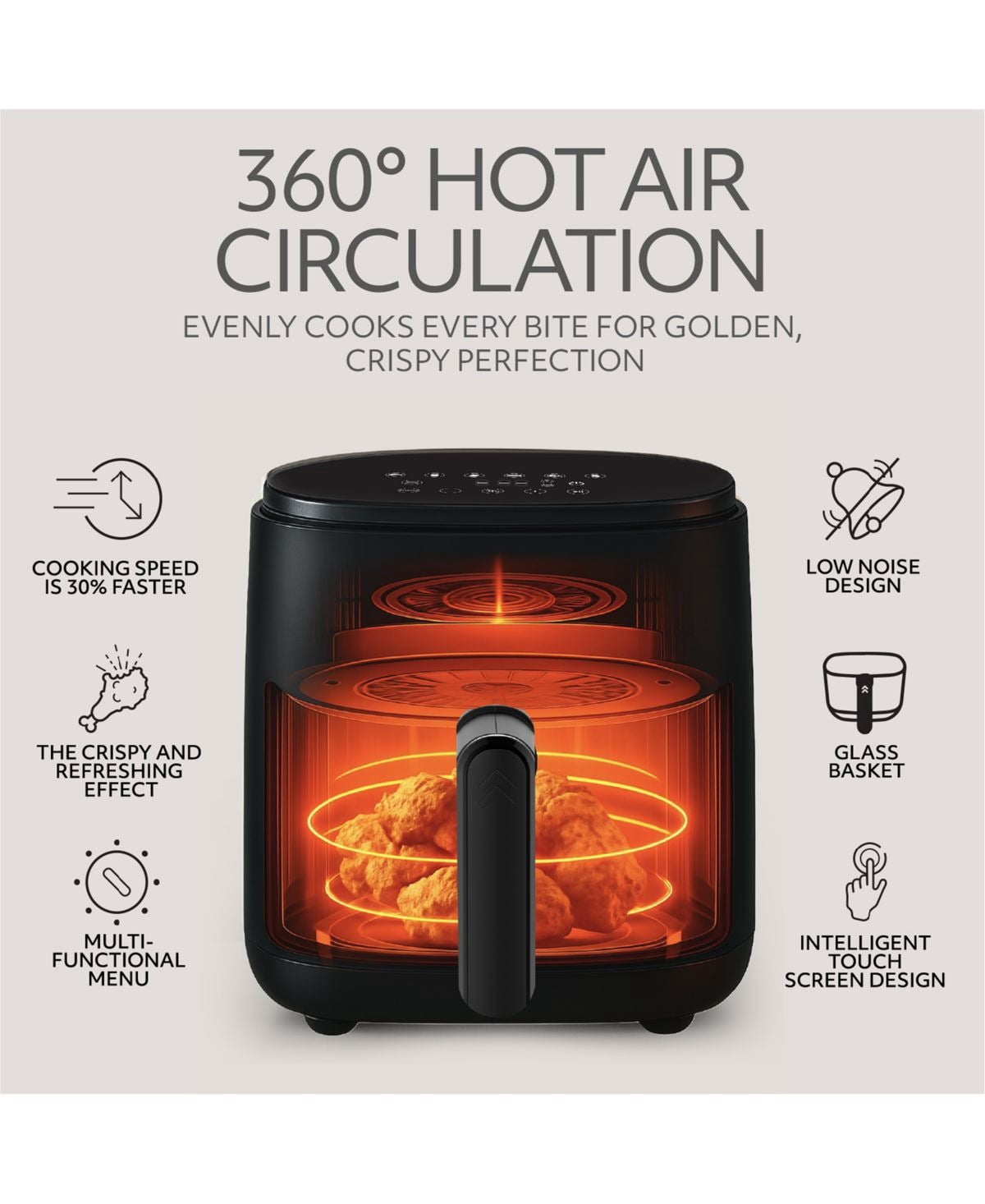 5 Qt. Glass Air Fryer with Digital Touch Screen