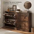 thumbnail image 5 of Semiocthome Shoe Cabinet with 2 Flip Drawers 16 Pairs,Narrow Shoe Storage Cabinet for Entryway,Walnut, 5 of 7