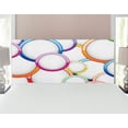 thumbnail image 1 of Geometric Headboard, Abstract Chained Colorful Bubbles and Circles Round Patterns Contemporary Art, Upholstered Decorative Metal Bed Headboard with Memory Foam, Full Size, Multicolor, by Ambesonne, 1 of 4