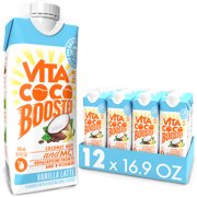 Vita Coco Boosted Coconut Water, Vanilla Latte, 16.9oz Tetra (Pack of 12)