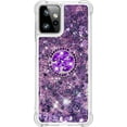 thumbnail image 2 of Glitter Clear Sparkly Bling Case for Motorola Moto G Power 5G 2023, Flowing Liquid Quicksand Cover with Diamond Ring Holder Case for Motorola Moto G Power 5G 2023  Purple, 2 of 14
