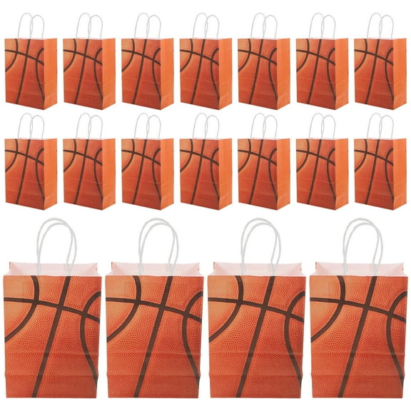 Toyvian 24Pcs Paper Packaging Bags in Basketball Handle Shape for Treats