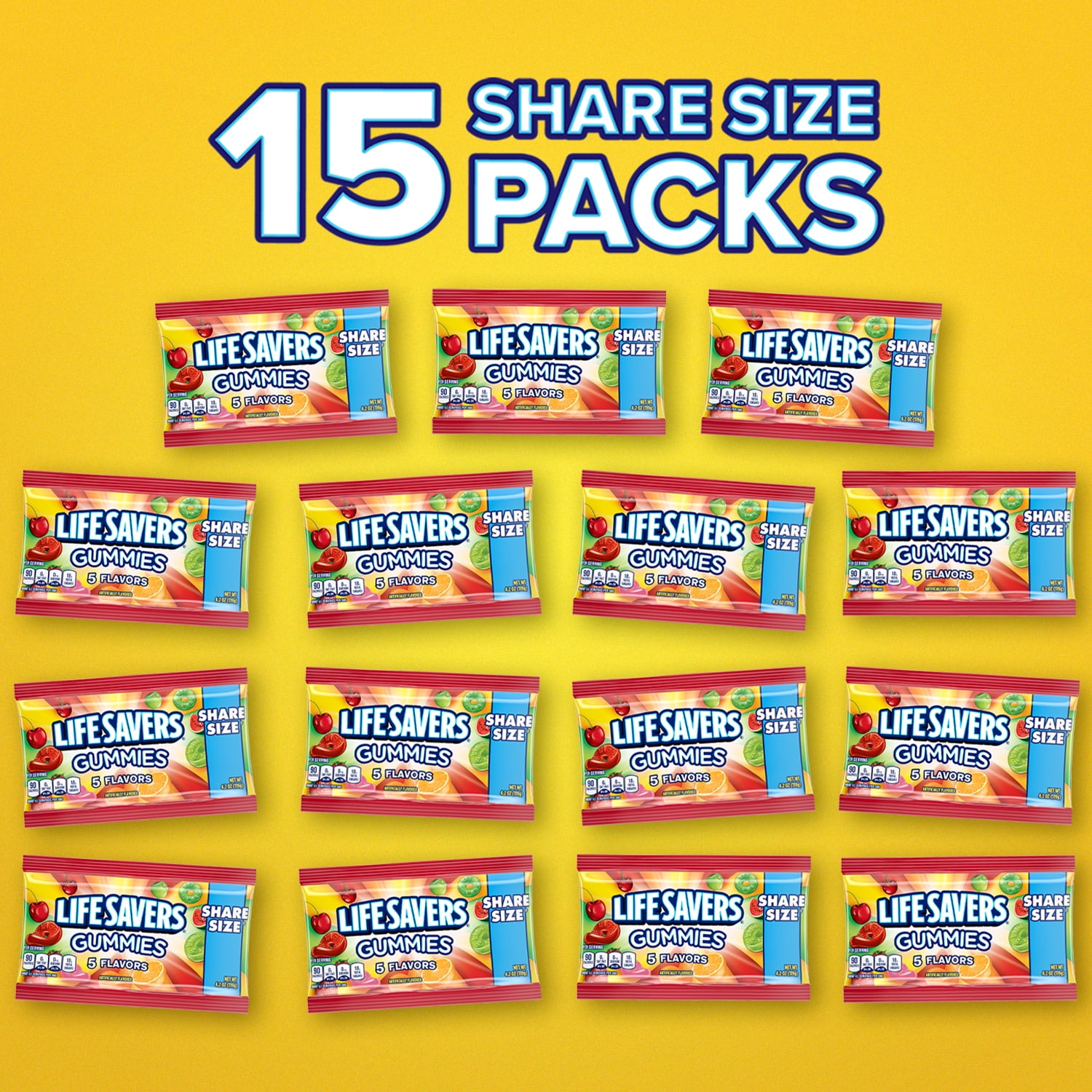 Life Savers Original 5 Flavors Gummy Candy, Share Size - 15 Ct Box