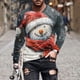 thumbnail image 1 of Blusas y camisas de manga larga y cuello redondo para hombre, informales, a la moda, con estampado navideño, cuello redondo, blusas de licra de manga larga para hombre., 1 of 5