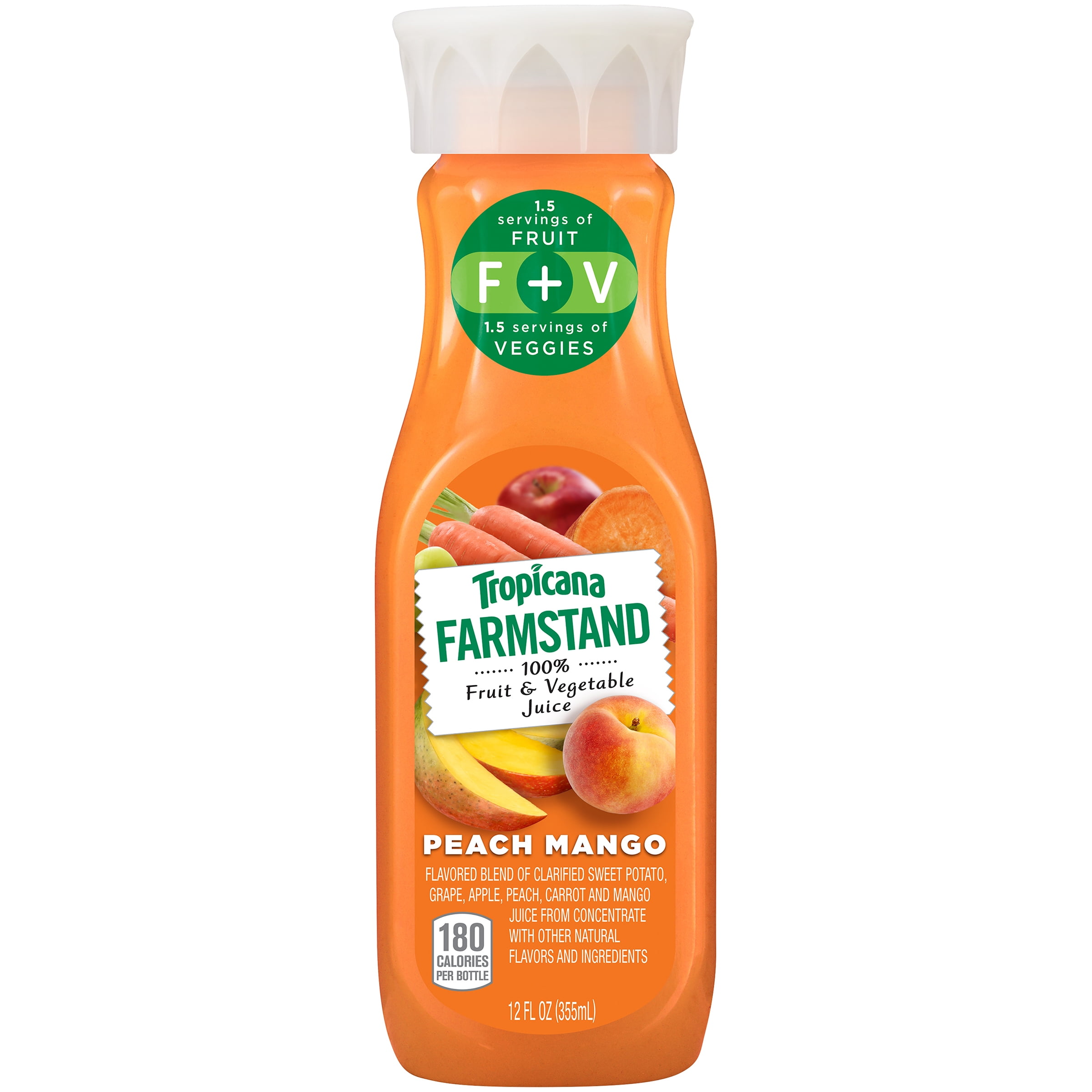 Tropicana Farmstand 100 Fruit & Vegetable Juice Peach Mango 12 fl. oz