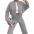 thumbnail image 3 of Conjuntos de Salón para Mujer, Conjunto Deportivo de 2 Piezas, Sudadera, Pantalón Deportivo de Pierna , Conjunto Deportivo A Juego Gris XXL, 3 of 8