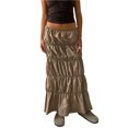 thumbnail image 7 of Cargo Skirts y2k Clothes Women Solid Color Elastic Low Waist Ruched Long Skirt Grunge Aesthetic Skirt Streetwear-As photo shows-M, 7 of 7