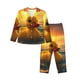thumbnail image 1 of Fotbe Cartoon Swimming Yellow Duck Conjunto de Pijama de Manga Larga para Mujer con Estampado, Ropa de Dormir de 2 Piezas, Conjunto de Casa Suave y Cómodo con Bolsillos-X-Large, 1 of 7