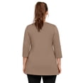 thumbnail image 2 of Ellos Plus Size Stretch Knit V-Neck 3/4 Sleeve Knot Front Tunic, 2 of 4