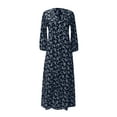 thumbnail image 4 of TheFound Robe Maxi pour Femmes à Manches 3/4, Robe Boutonnée à Imprimé Floral, Robe Bohème à Col en V, 4 of 7