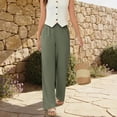 thumbnail image 7 of Nestiefly Linen Pants Women Wide Leg Palazzo Pants Flowy Elastic Waist Summer Beach Casual Trousers with Pockets 2026 Army Green M, 7 of 7