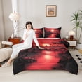 thumbnail image 4 of Homewish Japanese Style 3 Pieces Queen Comforter Set for Kids Children Teens,Black Red Ultra Soft Bedding Sets,Traditional Artwork Bedding Comforter Set Breathable,Ultra Soft Home Decor,Reversible, 4 of 8