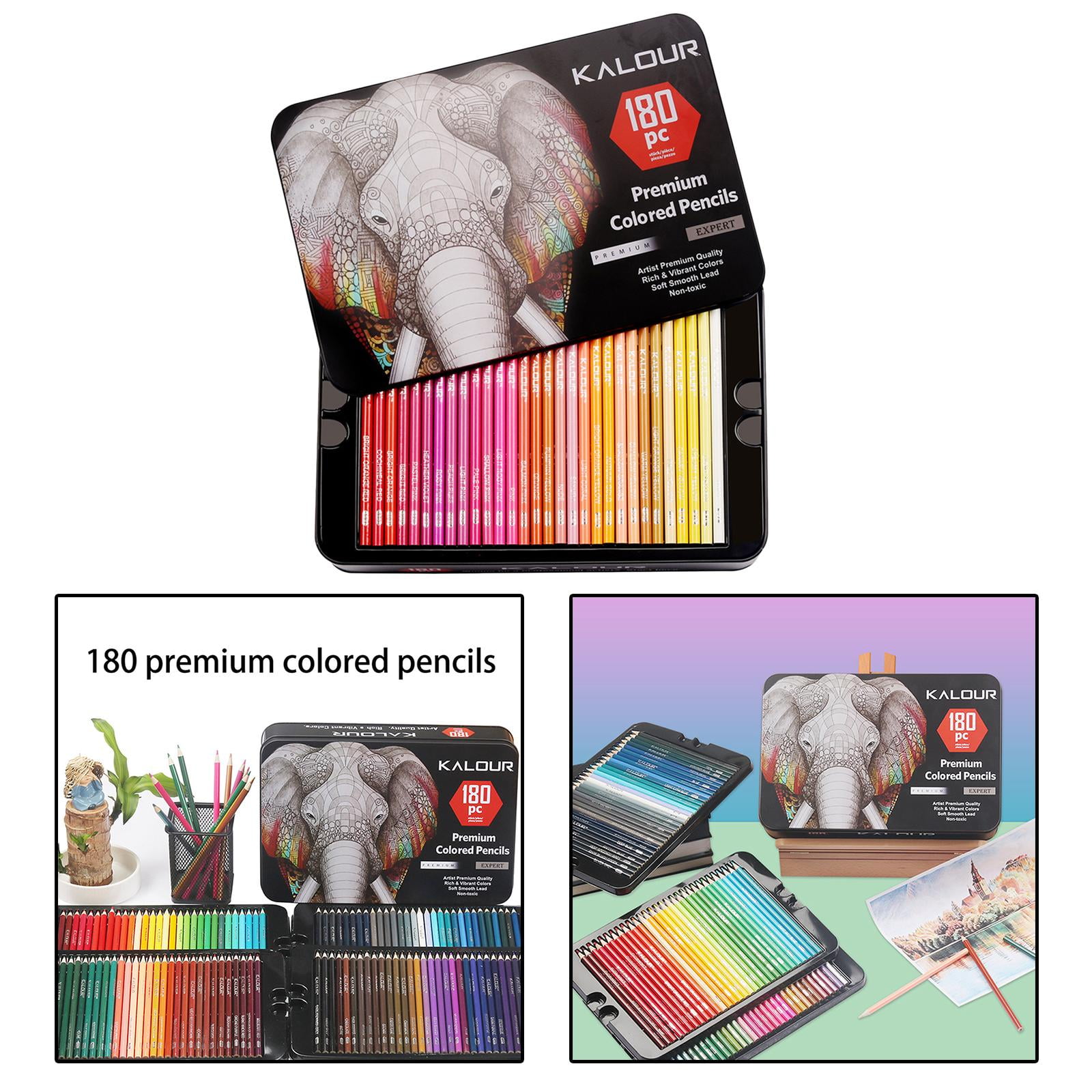 GUOOL Colouring Pencils, Professional Colours , Soft , HB for Drawing, Sketching, Shading & Coloring, Vibrant Coloured Pencils for Adults Artists , 180 Colored, 3.3mm