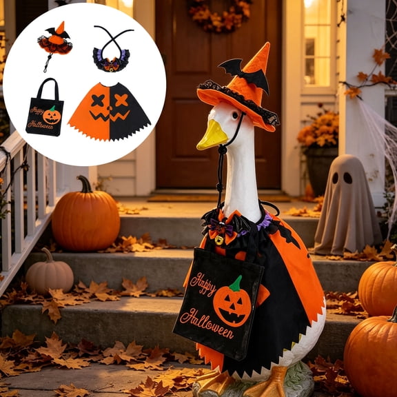 AZXY Halloween Porch Goose Outfits, Porch Goose Clothes, 23 Inch Goose Costume Dress for Cement & Plastic Porch Goose Statue, Fall Holiday Accessory, Outdoor Yard Lawn Patio Garden Porch Statue Decor