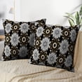 thumbnail image 3 of LALILO Throw Pillow Covers Antique Golden Damask Golden Black Cushion Cover 18" x 18", 2 Pack, 3 of 6
