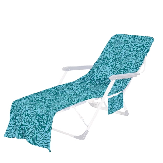 Pool Chaise Lounge Cover Absorbent Beach Chair Cover with Pockets