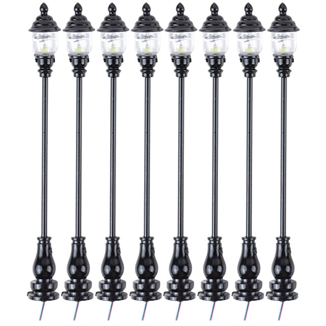 8pcs Mini Yard Lamp Models Sand Table Street Lamp Models Yard Light Models Sand Table Ornaments