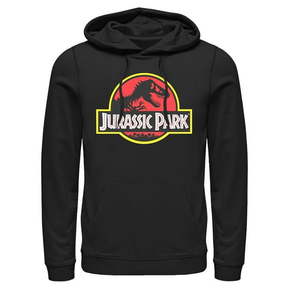 Men's Jurassic Park Bold Classic Logo Pull Over Hoodie Black Medium