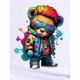 thumbnail image 4 of Women's Fashion Splash Paint Cartoon Bear Print Tee, Casual Crew Neck Short Sleeve T-Shirt, Hip-Hop Streetwear Top, 4 of 7