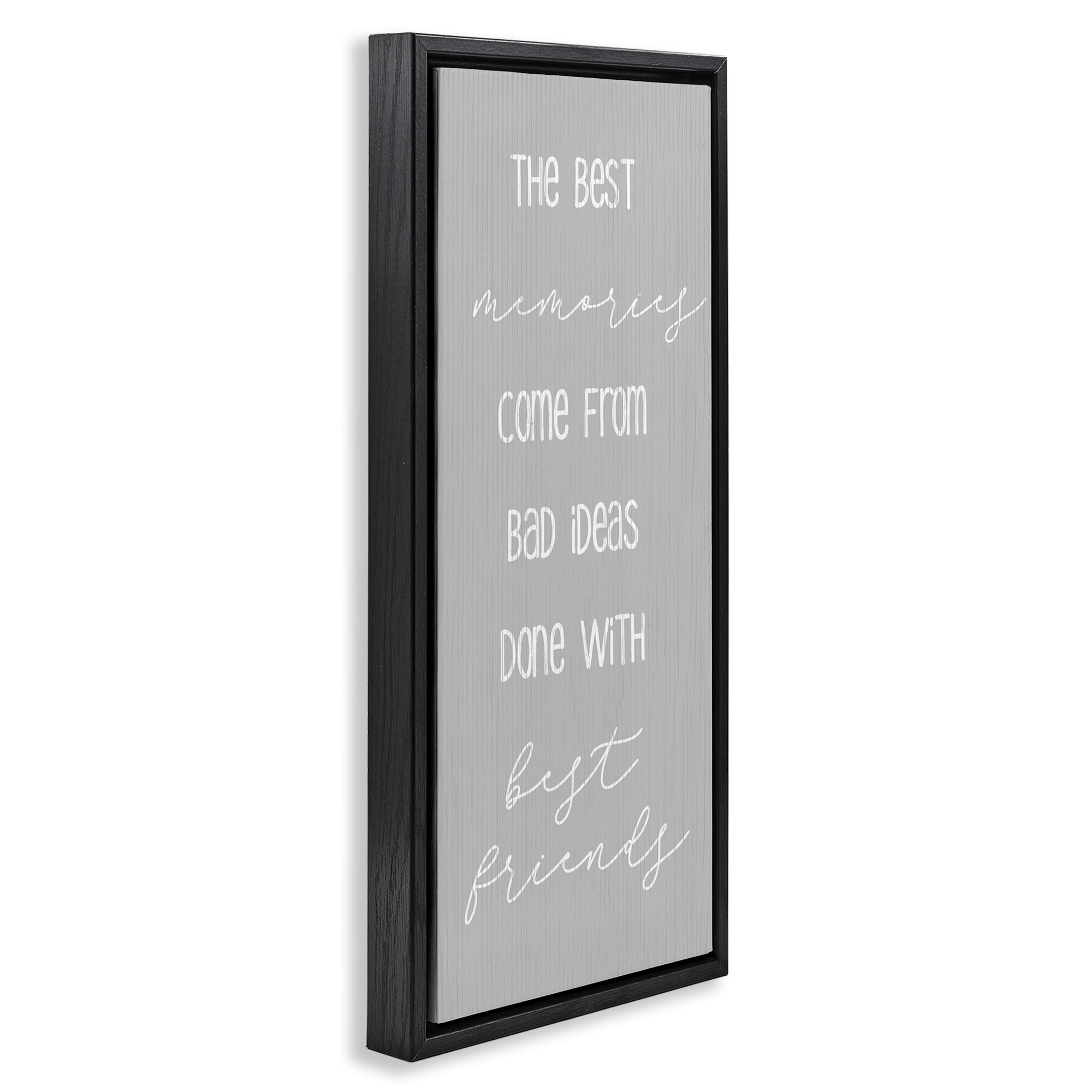 Stupell Industries Bad Ideas with Friends Typography Painting Black Floater Framed Art Print Wall Art, 15 x 31