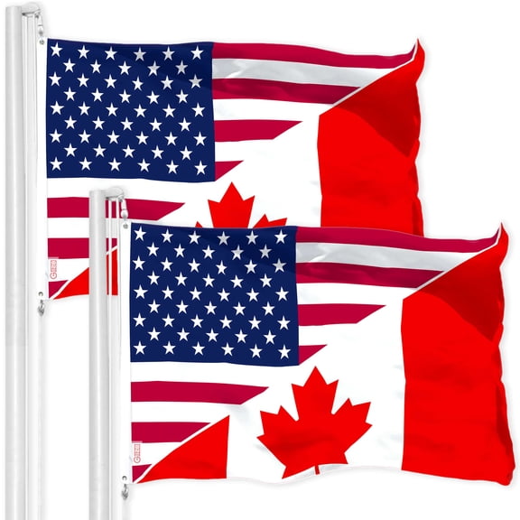 G128 2 Pack: Canada USA Friendship Flag | 3x5 Ft | LiteWeave Pro Series Printed 150D Polyester | Specialty Flag, Indoor/Outdoor, Vibrant Colors, Brass Grommets