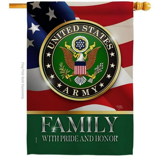 Breeze Decor  US Army Family Honor House Flag Armed Forces 28 x 40 in. Double-Sided Decorative Vertical Flags for Decoration Banner Garden Yard Gift