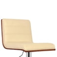 thumbnail image 4 of Cream Faux Leather Walnut and Chrome Adjustable Swivel Bar Stool, 4 of 9