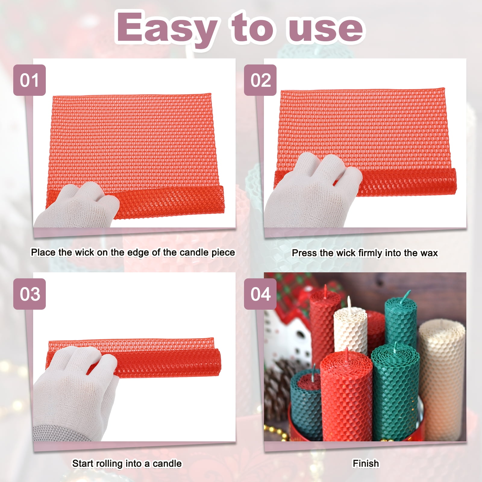 10pcs Beeswax Candle Making Kit, 8"x8" Brown Beeswax Sheet with 1pcs Wick
