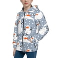 thumbnail image 2 of Naloa Happy Snowmen Snowfall Teenage Zipper Hoodie, Long Sleeve Zip Up Hoodies Casual Jackets Tops for 7-12 Years-Medium, 2 of 6