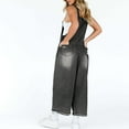 thumbnail image 5 of Hvot&aat Women’s Casual Rompers Loose Adjustable Strap Denim Bib Overall Jeans Distressed Wide Leg Jumpsuit, 5 of 6