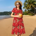 thumbnail image 4 of Easygdp Christmas With Cute Deer para Vestido Transpirable de Mujer, Vestido Suelto de Manga Corta con Pliegues y Bolsillos para el Verano, 4 of 6