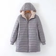 thumbnail image 6 of Winter Down Coat Thickened Padded Plush Hood Mid Length Full Zipper Windproof Long Sleeves Pockets Warm Daily Wear Outwear Cotton Jacket, 6 of 8