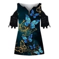 thumbnail image 4 of Mujeres Verano Cremallera Cuello en V Encaje Costura Manga corta Estampado sin tirantes Camiseta Tops Blusas Pompotops  hkajfhjk464439, 4 of 5