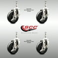 thumbnail image 2 of 4 Inch 316SS Soft Rubber Wheel Swivel 12mm Threaded Stem Caster Set Brake, 2 of 2