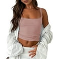 thumbnail image 3 of Women'S Spaghetti Strap Top Basic Sleeveless Crop Tank Top Pink M, 3 of 9