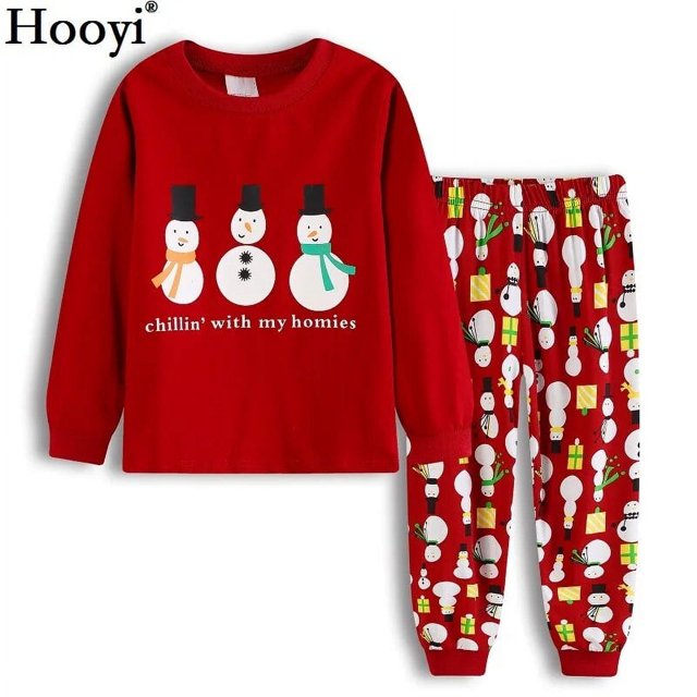 Pijamas de Navidad para bebés y niños, trajes de ropa roja, pijamas de regalo para niños, traje de dormir de muñeco de nieve para niños de 2 a 7 años, 2020