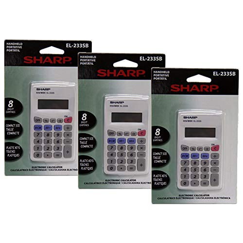 Pack Value Bundle) Shrel233Sb El233Sb Pocket Calculator (3,  8 Digit Lcd