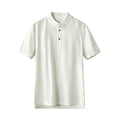 thumbnail image 5 of Men's Linen Shirt Summer Casual, Casual Button Down Shirt Breathable & Lightweight, Stand Collar Short Sleeve Solid Color Cotton Linen Blend, Quick Dry Relaxed Fit | Zenithor,White M, 5 of 6