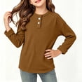 thumbnail image 2 of Loopsun Kids Boys Girls Long Sleeve Shirts 0-11 Years Solid Ribbed Round Neck Fall Layering Tops, 2 of 5