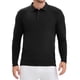 thumbnail image 1 of Camisa de polo de punto de negocios de color sólido de manga larga para hombre L negra, 1 of 6