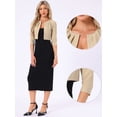 thumbnail image 2 of DARING DIVA Women's 3/4 Sleeve Shrug Top Collarless Pleated Cropped Cardigan M Khaki, 2 of 6