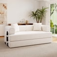 thumbnail image 4 of Hawsaiy 78" Convertible Corduroy Modular Floor Sofa Bed with Cylindrical Pillows, No Assembly Sleeper Couch with High-Density Foam, Fixed Shape Frame for Living Room, Bedroom, Lounge, Beige, 4 of 10