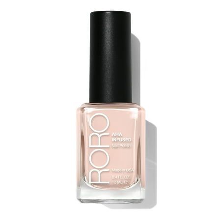RORO AHA Infused Nail Polish - Light Milky Beige (Sheer Tights), Chip-Resistant 21+ Free Vegan Nail Lacquer, .40fl oz